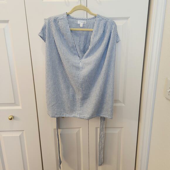 Morgan Taylor Women's XL Sleeveless Top Blue and White Vertical Strip - Picture 1 of 11